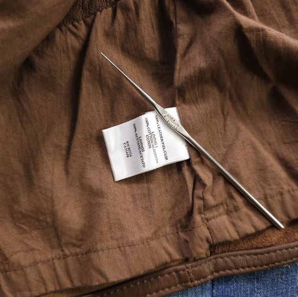 BCBG brown leather cropped jacket - Picture 3 of 4